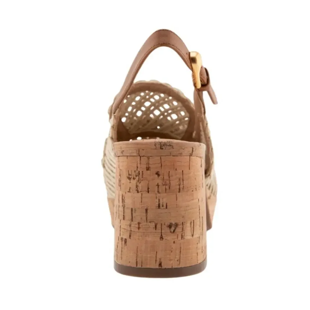 AEROSOLES Platform Slingback in Natural Raffia Fabric STYLE SANTINA Size 6.5 New